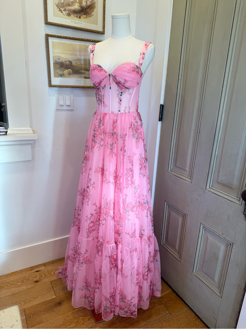 Pink Floral Tulle Ballgown - Picture 4 of 11